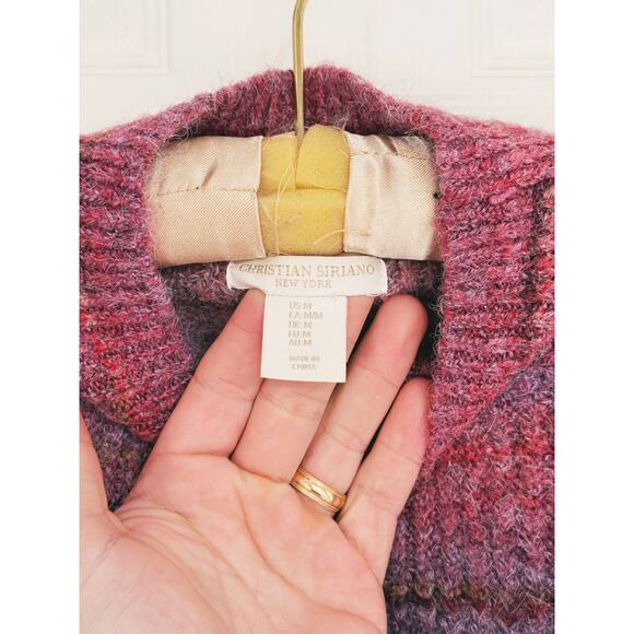 Christian Siriano Pink Red Striped Crewneck Sweater Medium Cozy Artsy Academia - Picture 6 of 9
